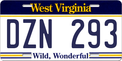 WV license plate DZN293