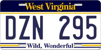 WV license plate DZN295
