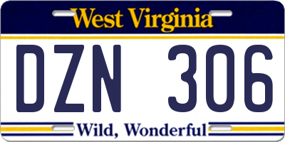 WV license plate DZN306