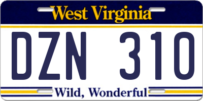 WV license plate DZN310