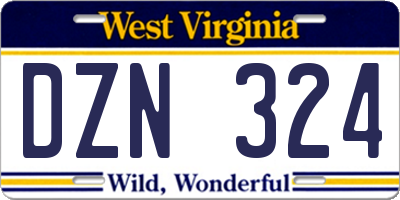 WV license plate DZN324