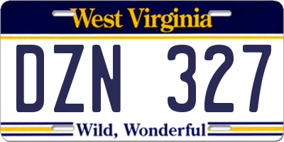 WV license plate DZN327