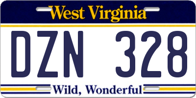 WV license plate DZN328