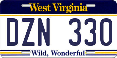 WV license plate DZN330