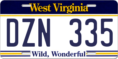WV license plate DZN335