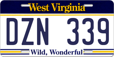 WV license plate DZN339