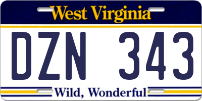 WV license plate DZN343