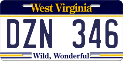 WV license plate DZN346