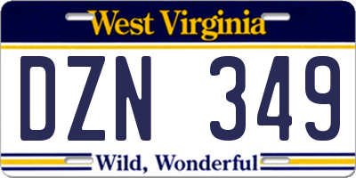 WV license plate DZN349