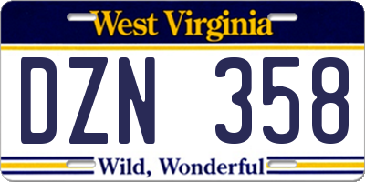 WV license plate DZN358