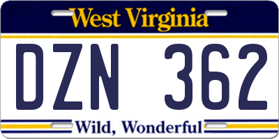 WV license plate DZN362
