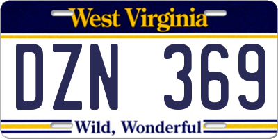 WV license plate DZN369