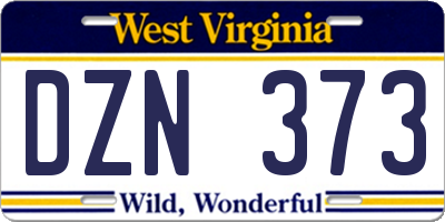WV license plate DZN373