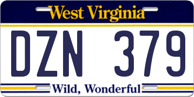 WV license plate DZN379