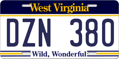 WV license plate DZN380