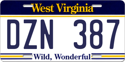 WV license plate DZN387