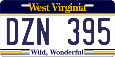 WV license plate DZN395