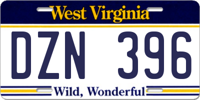 WV license plate DZN396