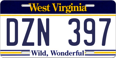 WV license plate DZN397