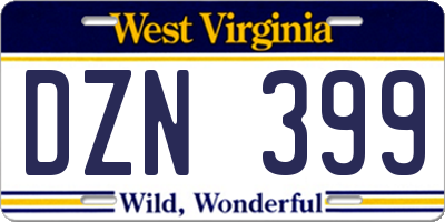 WV license plate DZN399