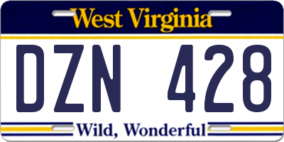 WV license plate DZN428