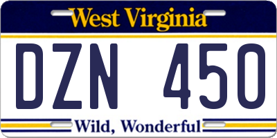 WV license plate DZN450