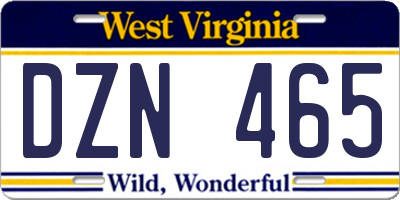 WV license plate DZN465