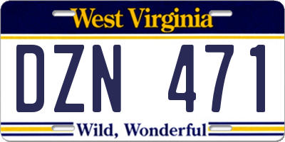 WV license plate DZN471