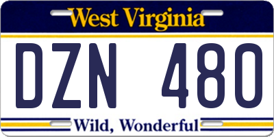 WV license plate DZN480