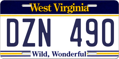 WV license plate DZN490