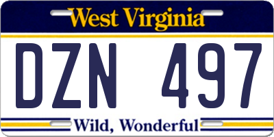 WV license plate DZN497