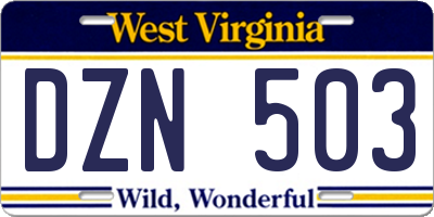 WV license plate DZN503
