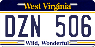 WV license plate DZN506