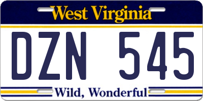 WV license plate DZN545