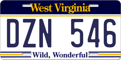 WV license plate DZN546