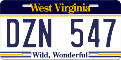 WV license plate DZN547