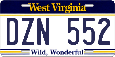 WV license plate DZN552