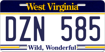 WV license plate DZN585