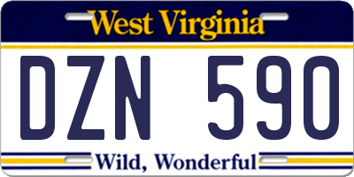 WV license plate DZN590