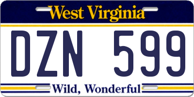 WV license plate DZN599