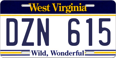 WV license plate DZN615