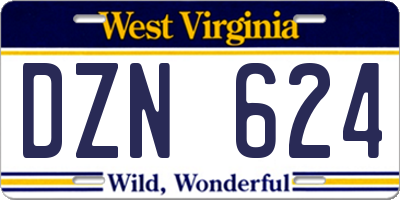 WV license plate DZN624