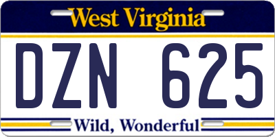 WV license plate DZN625