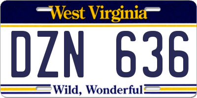 WV license plate DZN636