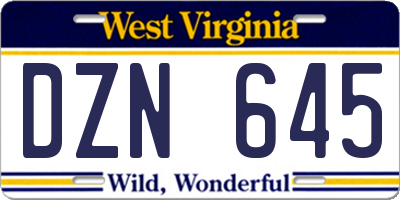 WV license plate DZN645
