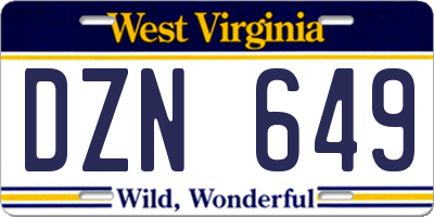 WV license plate DZN649