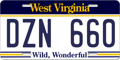 WV license plate DZN660