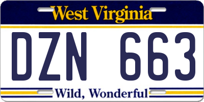 WV license plate DZN663
