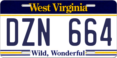 WV license plate DZN664
