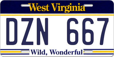 WV license plate DZN667